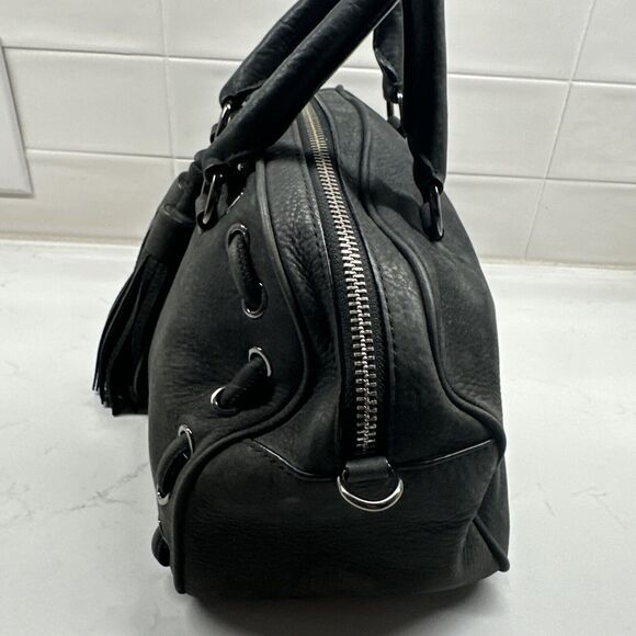 REBECCA MINKOFF Grove Suede Leather Handbag Dark Grey Tassel Top Handle Purse - Picture 8 of 16